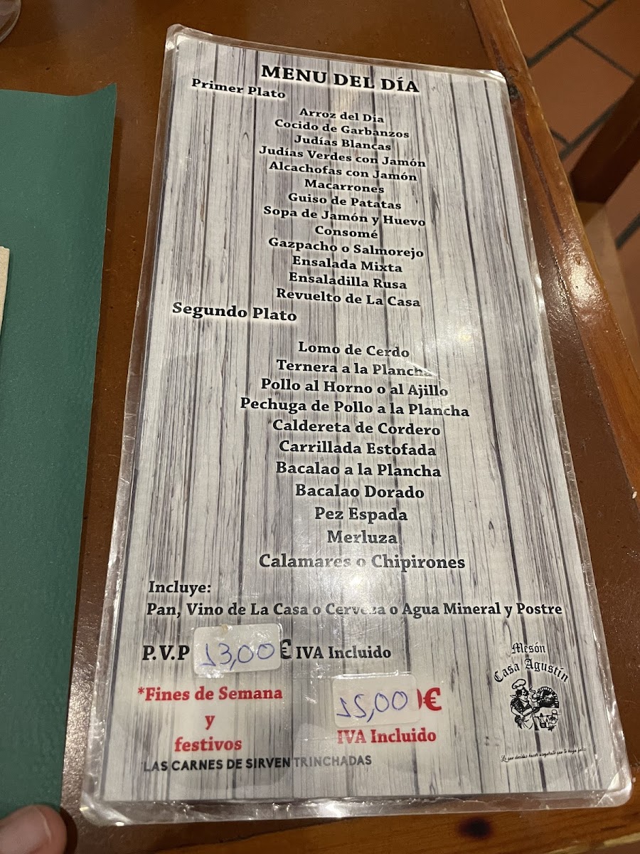 Menu Restaurante Casa Agustín-1